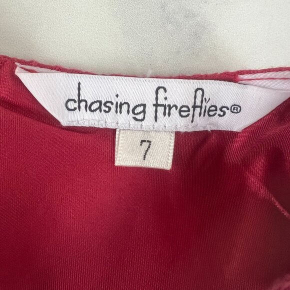 Chasing Fireflies Sleeveless Jacquard Dress w/Crystal Bow, Currant, Size 7 - Picture 9 of 9